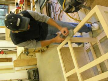 Sanding a Hoosier Cabinet